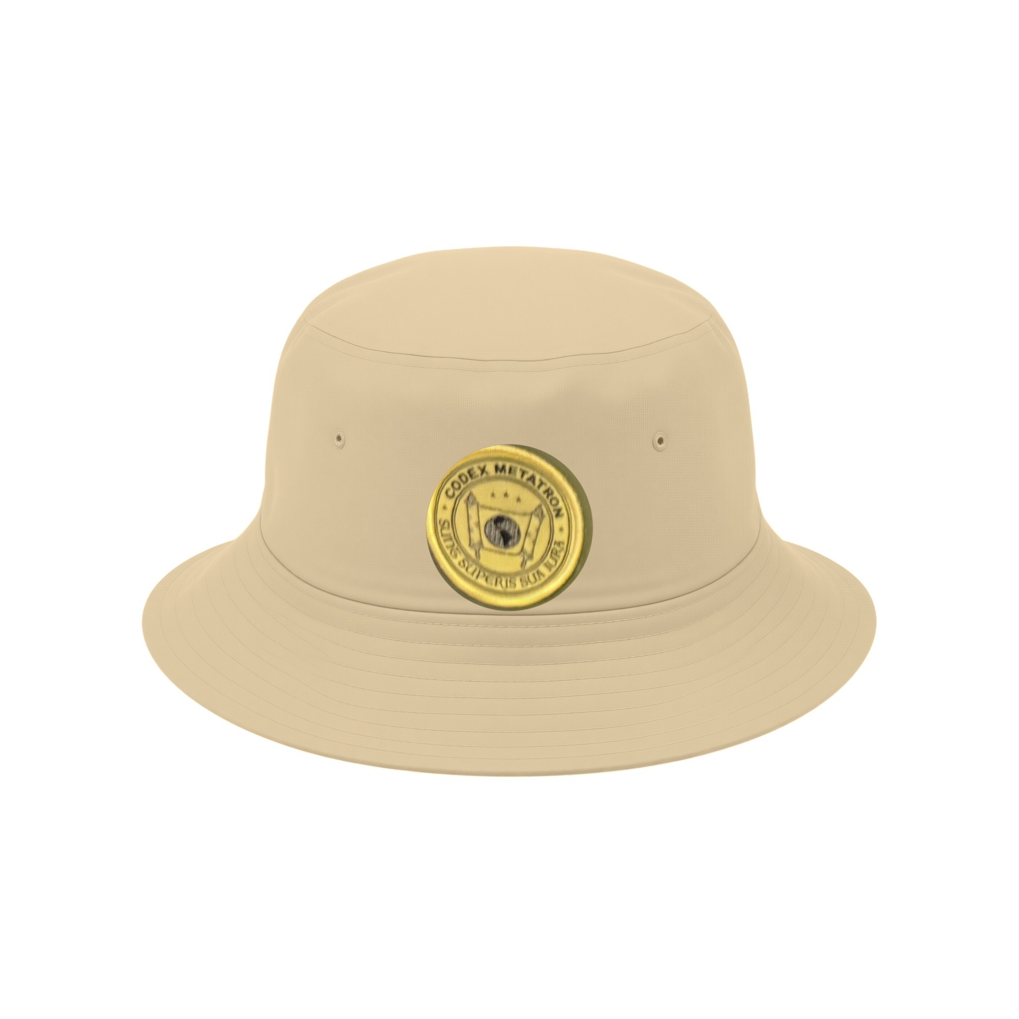 Emblem Bucket Hat, Khaki, front
