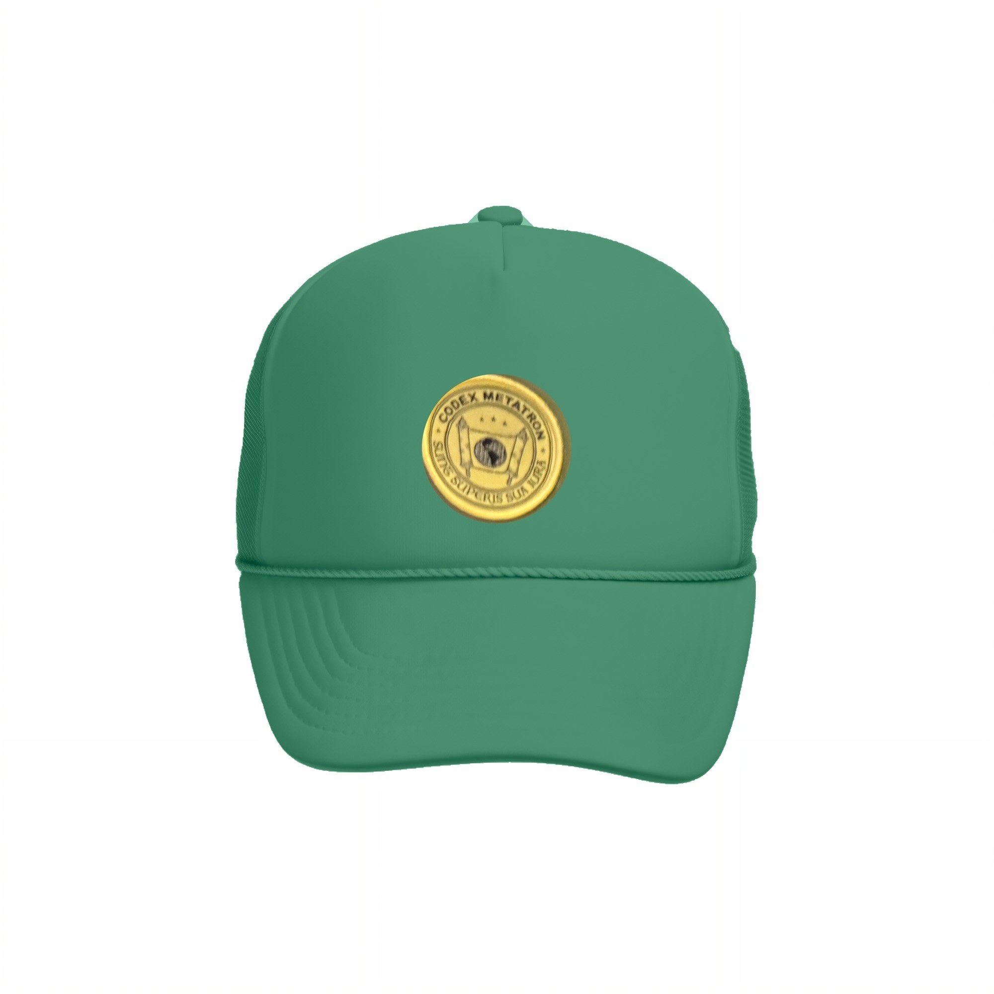 Emblem Trucker Cap, Kelly Green, front